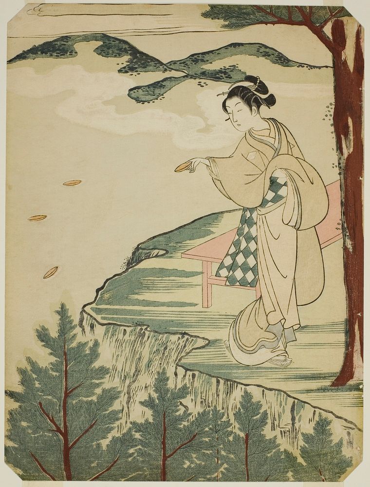 Tossing Dishes Over a Cliff by Suzuki Harunobu
