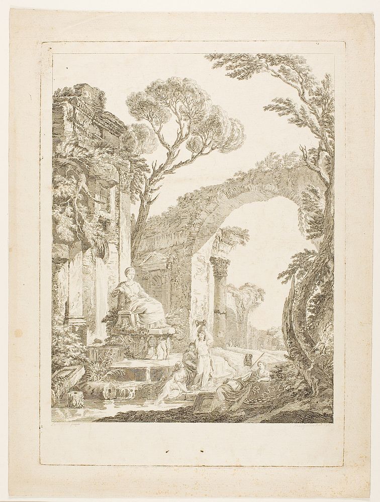 The Fountain in the Ruins by Louis-Joseph Masquelier (Engraver)