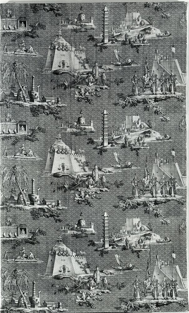 Les Monuments de Chine (The Monuments of China) (Furnishing Fabric), Les Chinois (The Chinese) (Furnishing Fabric) by Jean…
