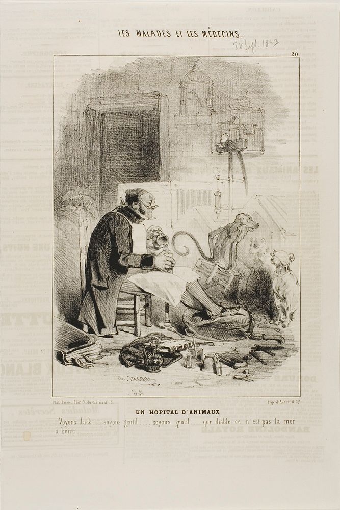 An Animal Hospital (plate 20) by Charles Émile Jacque
