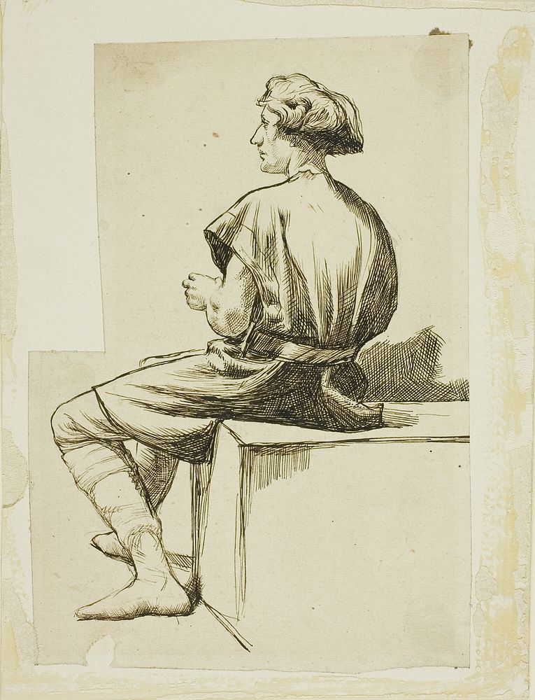 Seated Man in Tunic by Charles Samuel Keene