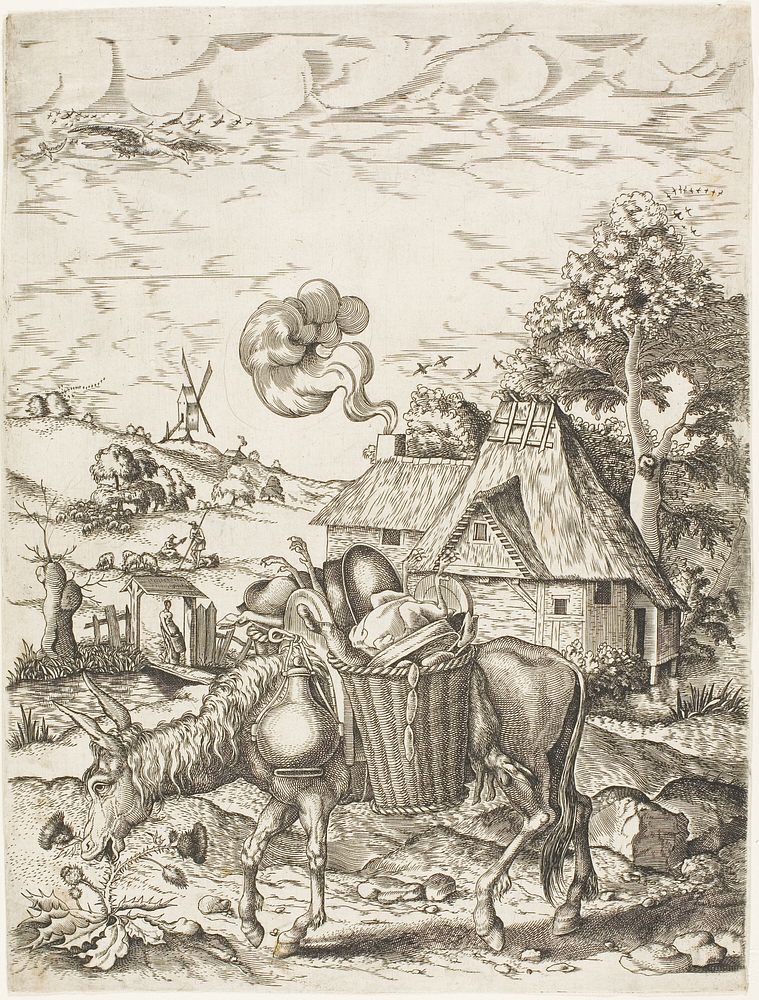 The Donkey Laden with Food, from Emblematic Figures of Animals by Adriaen Pietersz. van de Venne