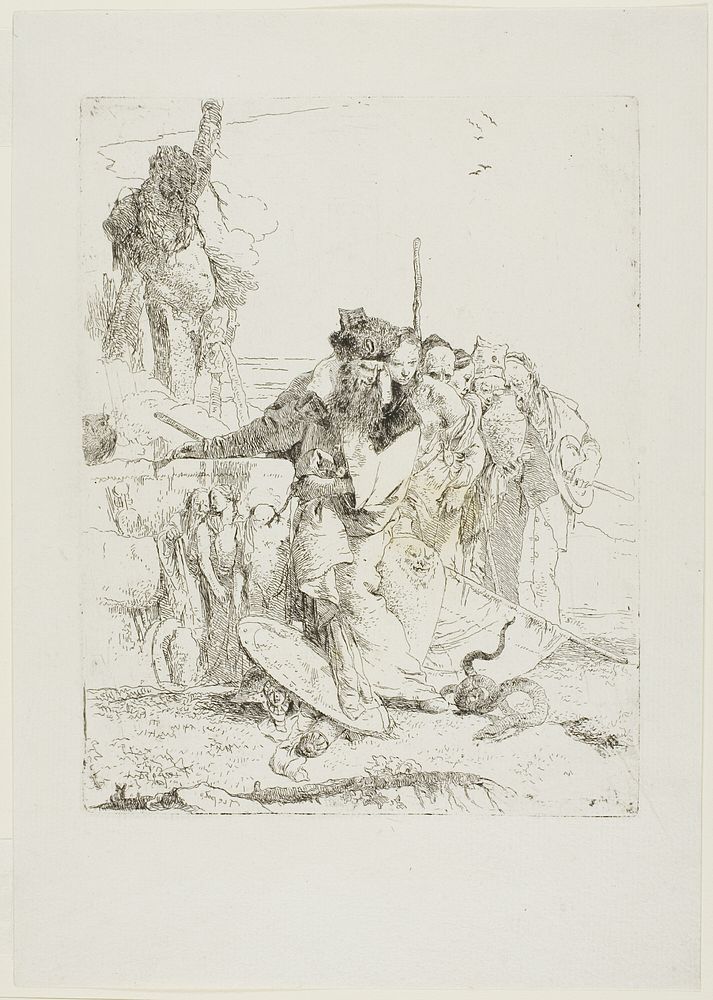 Six People Watching a Snake, from Scherzi by Giambattista Tiepolo