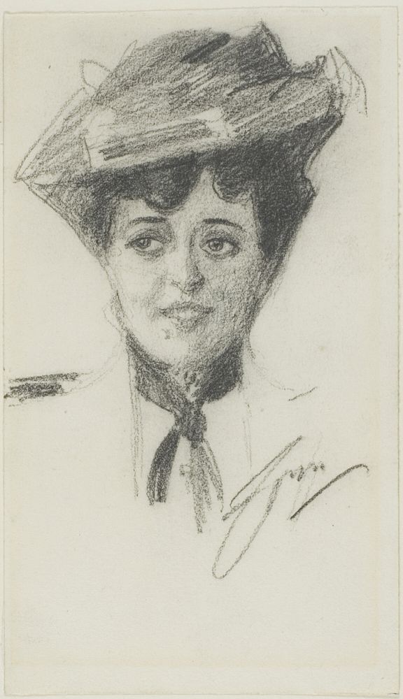Head of a Young Woman Wearing a Hat by Anders Zorn