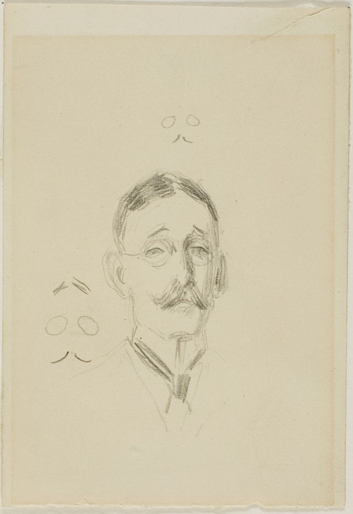 Head of a Man with Glasses with Two Sketches by Anders Zorn