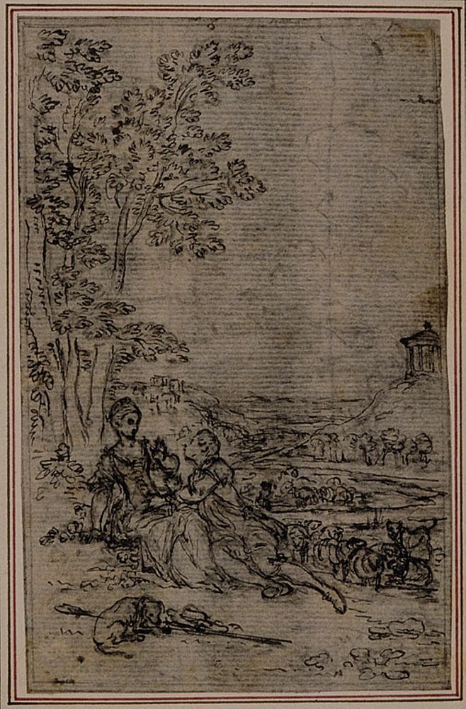 Study for Vignette in Fontanelle's (attr.) "Les Amours de Mirtil", Canto I by Hubert François Gravelot
