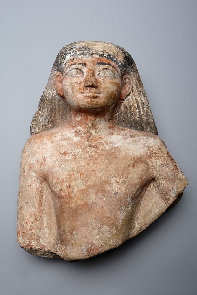 Head and Torso of a Man from a Pair Statue by Ancient Egyptian