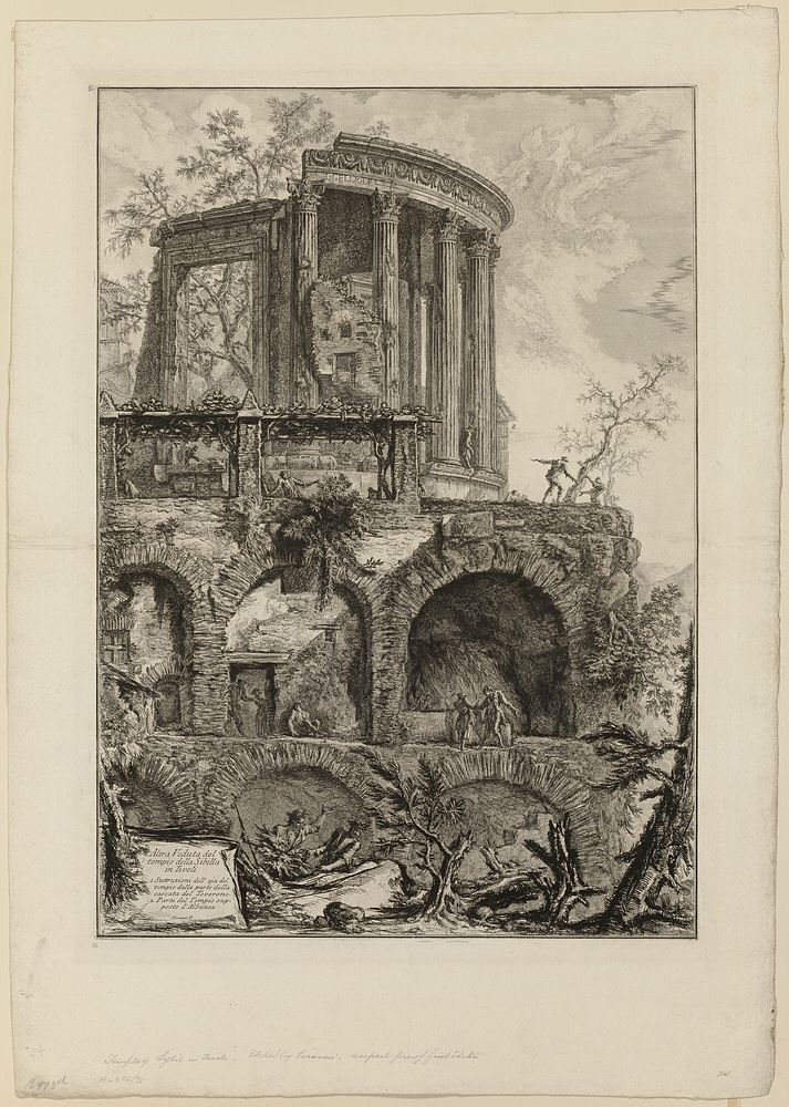 Another view of the Temple of the Sibyl in Tivoli, from Views of Rome by Giovanni Battista Piranesi