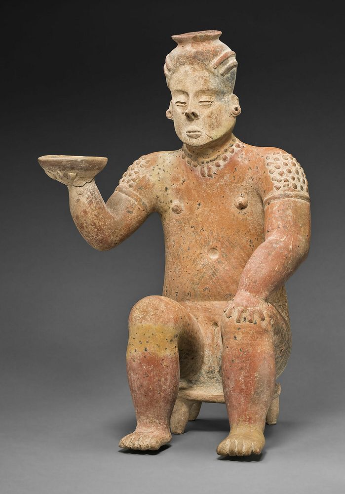 Seated Female Figure Holding a Bowl by Colima