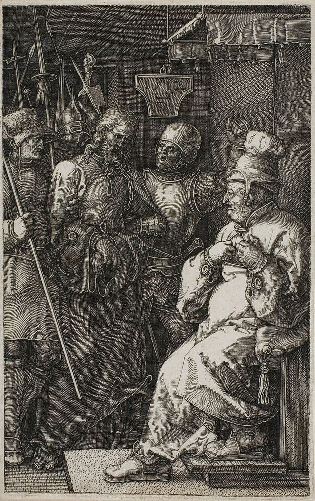 Christ before Caiaphas, from The Engraved Passion by Albrecht Dürer