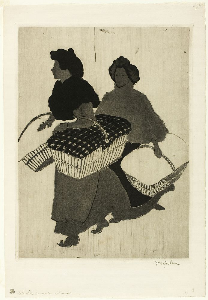 Laundresses Carrying Back Their Work by Théophile-Alexandre Pierre Steinlen