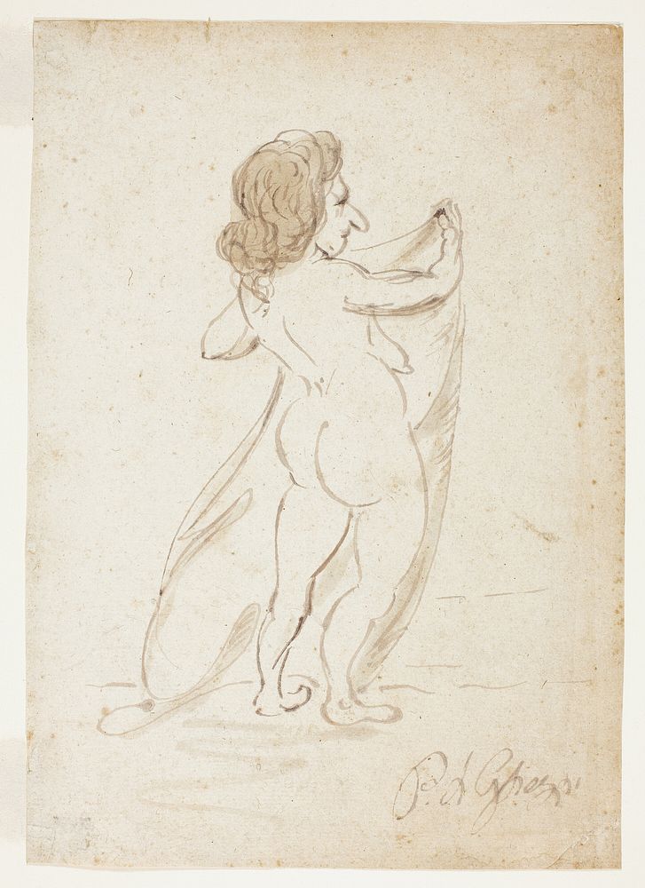 Standing Nude Woman Holding a Veil by Pier Leone Ghezzi