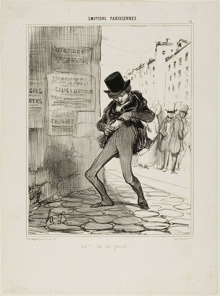 Robbed! Empty-Pocket Street..., plate 13 from Émotions Parisiens by Honoré-Victorin Daumier