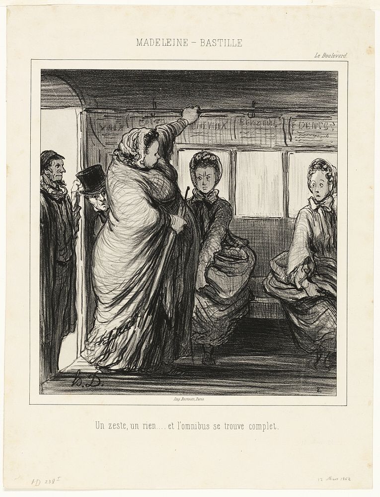 The Madeleine-Bastille Bus Line. A trifle, a nothing... and the bus is full by Honoré-Victorin Daumier