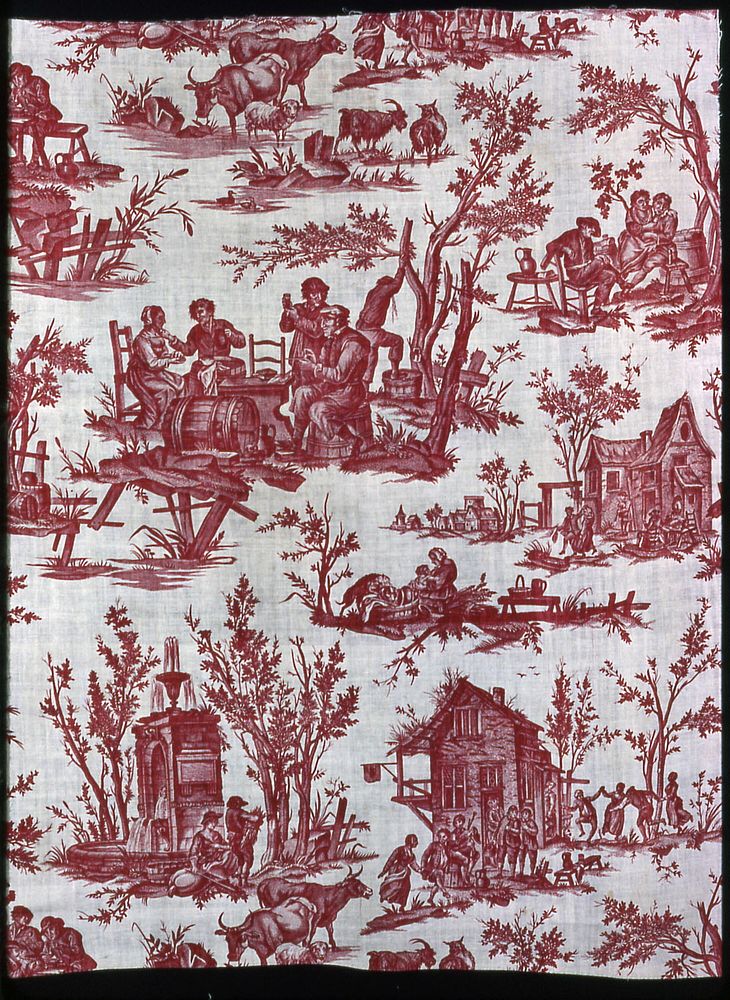 Scènes Flamandes (Furnishing Fabric) by Jean Baptiste Huet (Designer)