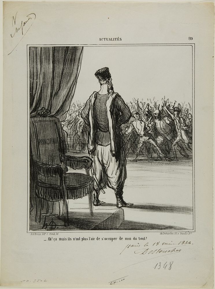 “What about that..., they don't seem to be interested in me any more,” plate 89 from Actualités by Honoré-Victorin Daumier