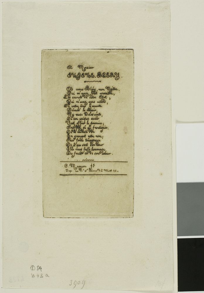 Verses Dedicated to Eugène Bléry, No. 2 by Charles Meryon