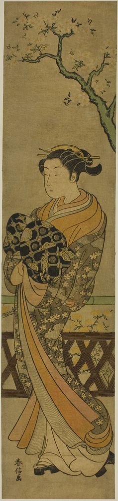 Courtesan Parading Beneath Cherry Tree by Suzuki Harunobu