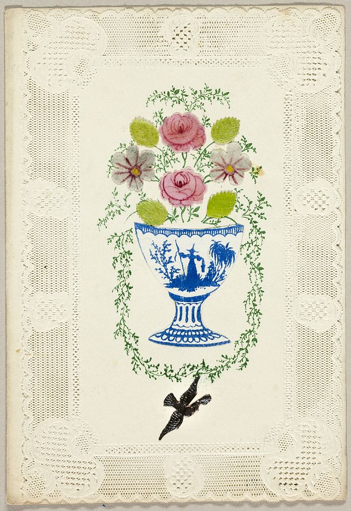 Untitled Valentine (Vase of Flowers with Bird) by George Kershaw