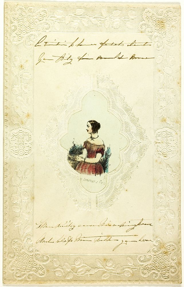 Untitled Valentine (Woman in Pink Dress) by Lemercier et Compagnie (Printer)