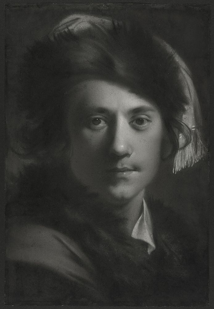 Self-Portrait in a Fur Cap by Joseph Wright of Derby