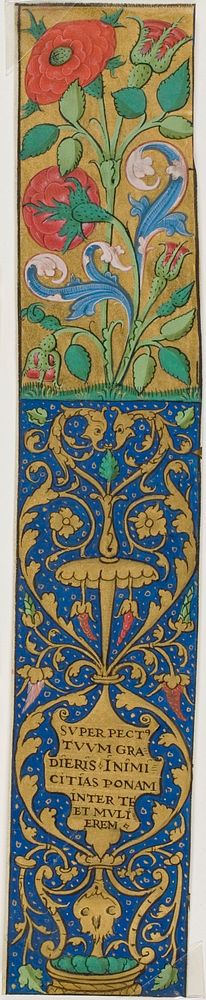 Illuminated Border with Flora and Grotesques from a Manuscript