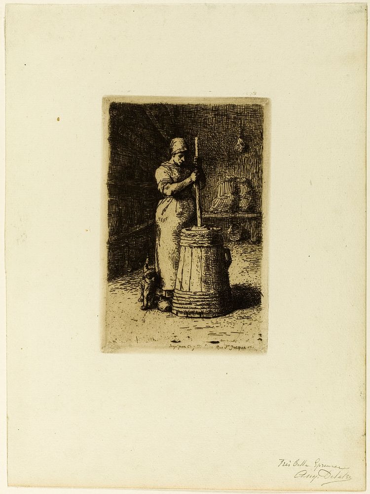 A Woman Churning by Jean François Millet