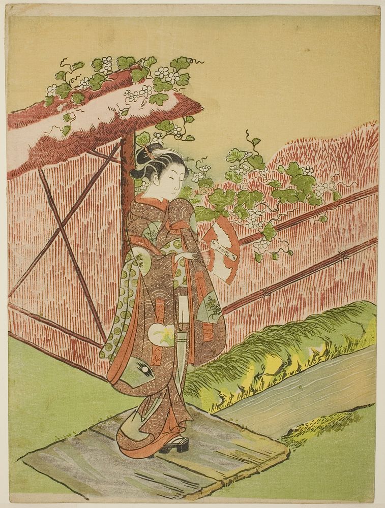 Meeting her Lover (parody of the Yugao chapter of "Tale of Genji") by Suzuki Harunobu