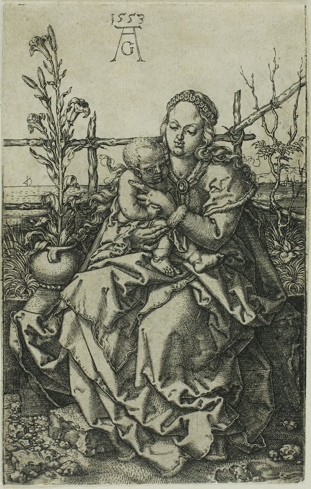 The Virgin and Child Seated on a Grassy Bank by Heinrich Aldegrever