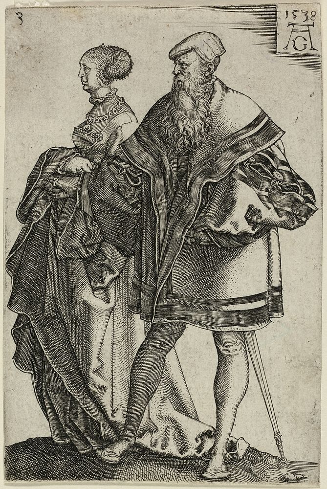 Dancing Couple, plate three from The Large Wedding-Dancers by Heinrich Aldegrever