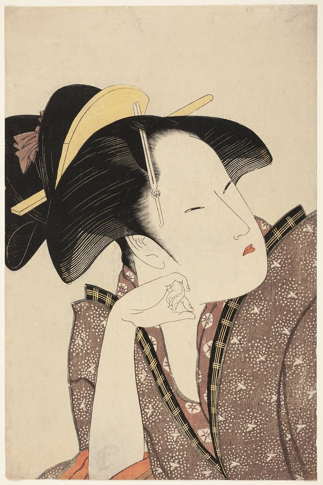 Reflective Love, from the series "Anthology of Poems: The Love Section (Kasen koi no bu) (Mono-omou koi)" by Kitagawa Utamaro