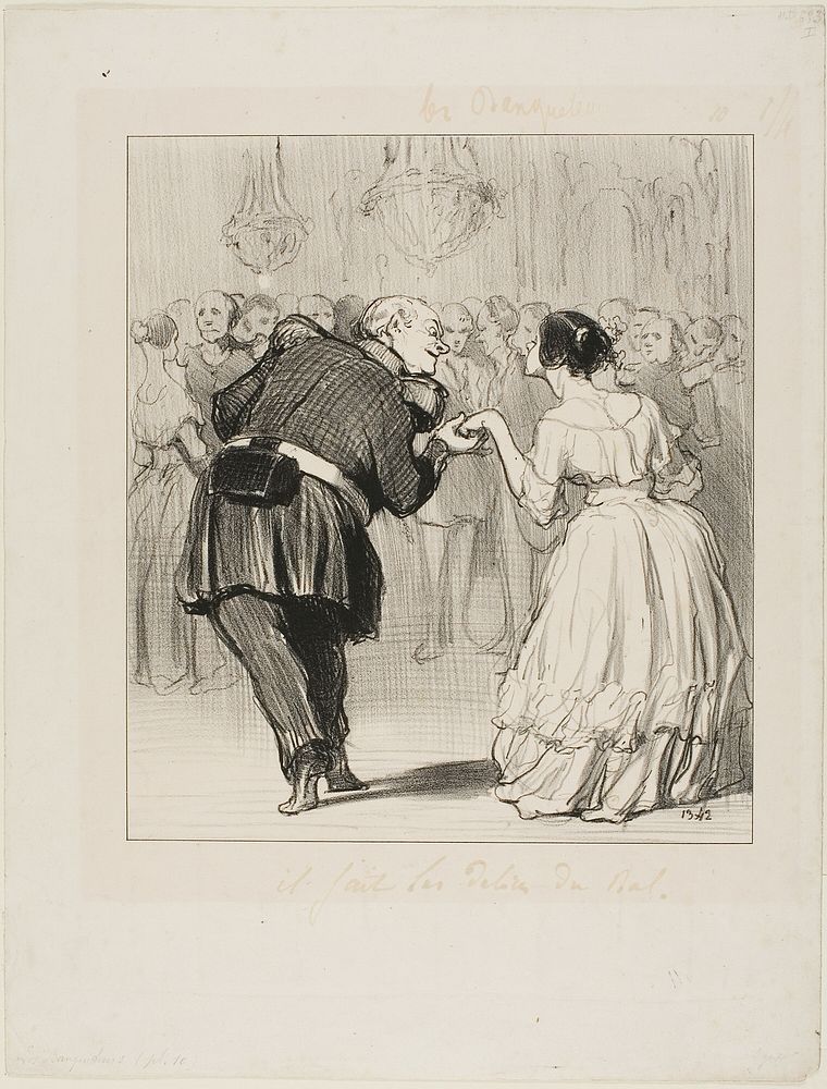 He delights in the ball, plate 10 from Les Banqueteurs by Honoré-Victorin Daumier