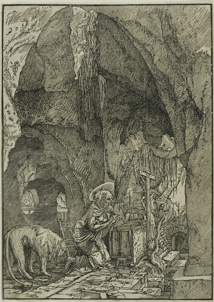 Saint Jerome in Penitence, in a Cave by Albrecht Altdorfer