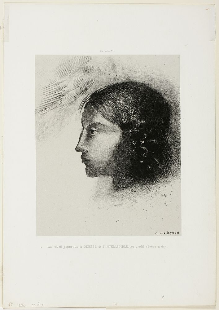 Upon Awakening I Saw the Goddess of the Intelligible With Her Severe and Hard Profile, plate 6 of 6 by Odilon Redon