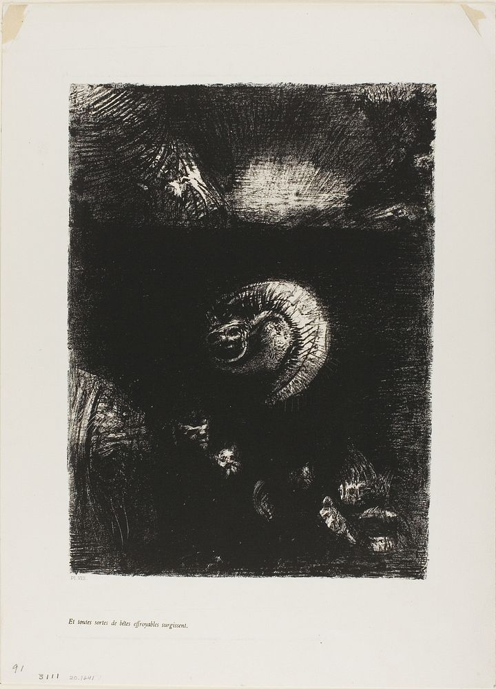 And All Manner of Frightful Creatures Arise, plate 8 of 10 by Odilon Redon