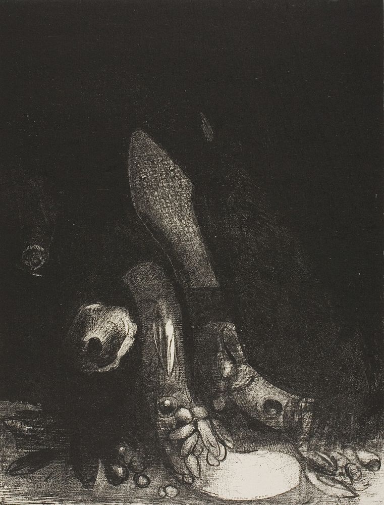 Flowers Fall and the Head of a Python Appears, plate 5 of 24 by Odilon Redon