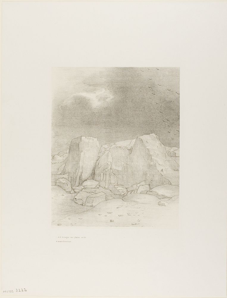 And He Discerns an Arid, Knoll-Covered Plain, plate 7 of 24 by Odilon Redon