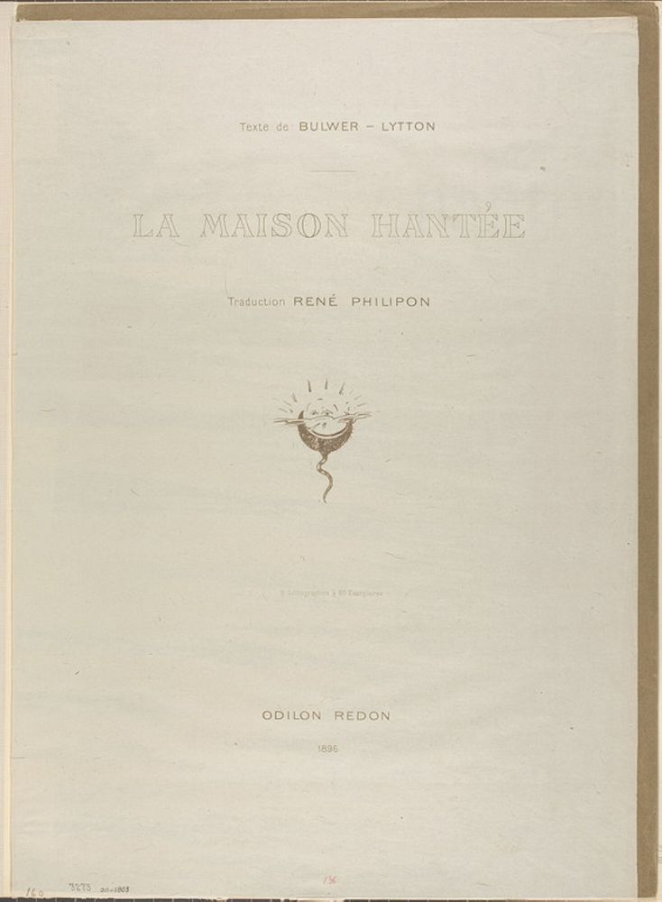 Title plate for La Maison Hantée by Odilon Redon