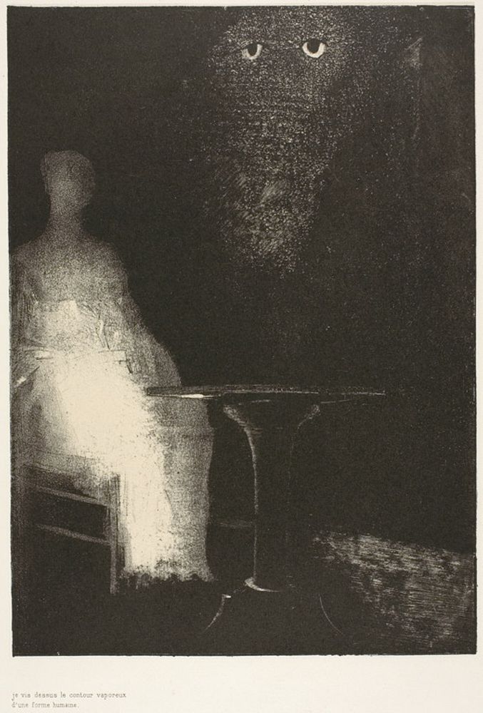 I Continued to Gaze on the Chair, and Fancied I Saw on It a Pale Blue Misty Outline of a Human Figure, plate 1 of 6 by…