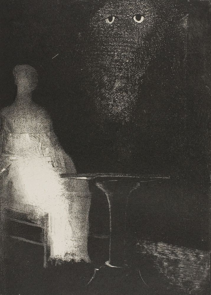 I Continued to Gaze on the Chair, and Fancied I saw on It a Pale Blue Misty Outline of a Human Figure, plate 1 of 6 by…