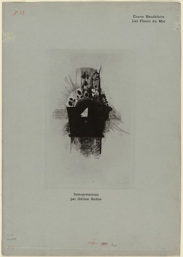 Cover/Frontispiece for Les Fleurs du Mal, plate 1 of 9 by Odilon Redon