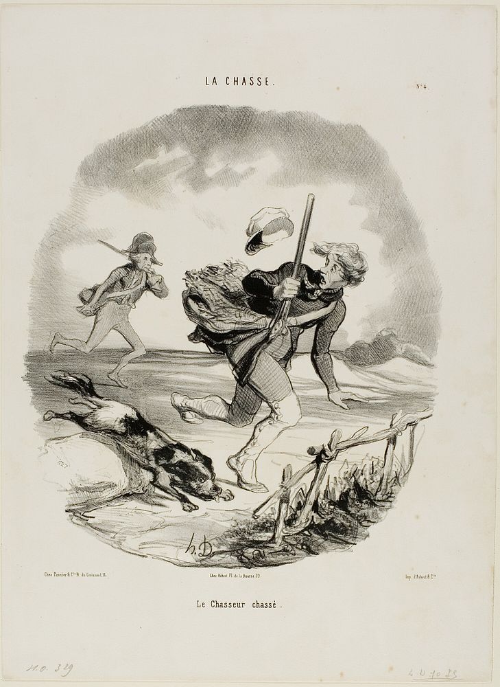 The hunted hunter, plate 4 from La Chasse by Honoré-Victorin Daumier