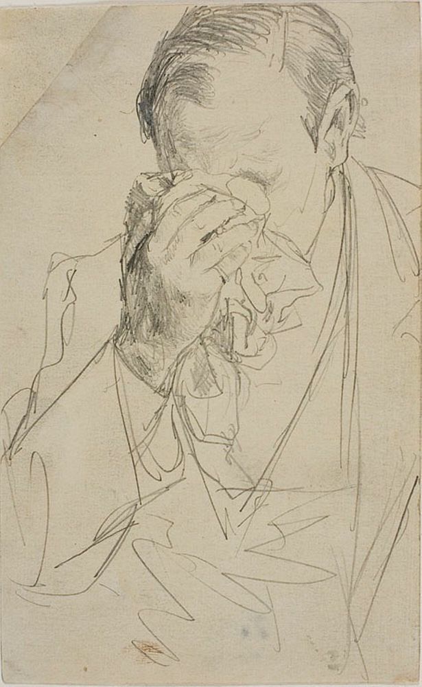 Weeping Man by Adolph Friedrich Erdmann von Menzel