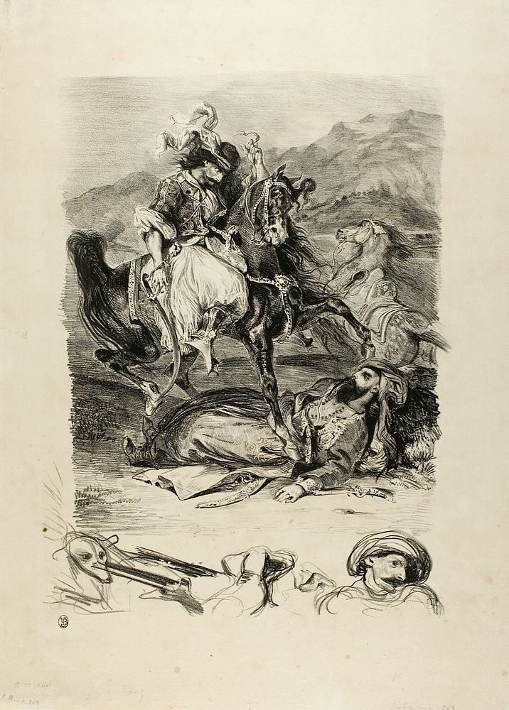 Combat Between Giaour and the Pasha by Eugène Delacroix