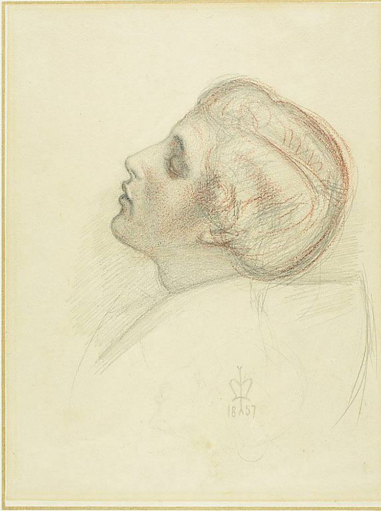 Study for the Head of the Rescuing Lover in Escape of the Heretic by Sir John Everett Millais