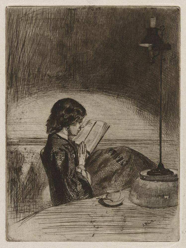 Reading by Lamplight by James McNeill Whistler