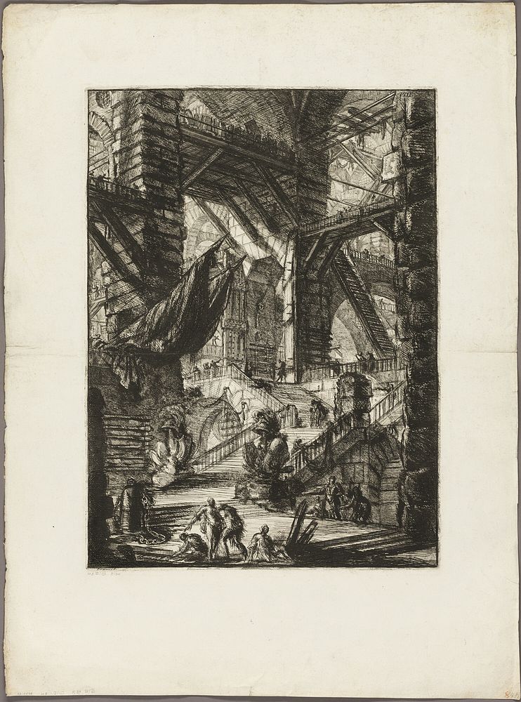 The Staircase with Trophies, plate 8 from Imaginary Prisons by Giovanni Battista Piranesi