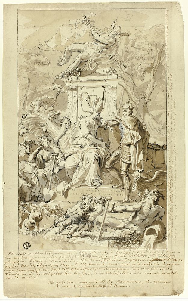 Design for Title Page: Allegory of the Submission of the City of Utrecht to Emperor Charles V by Jan Wandelaar