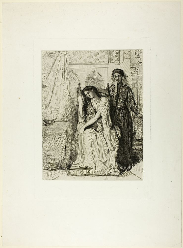 The Willow Song, plate nine from Othello by Théodore Chassériau