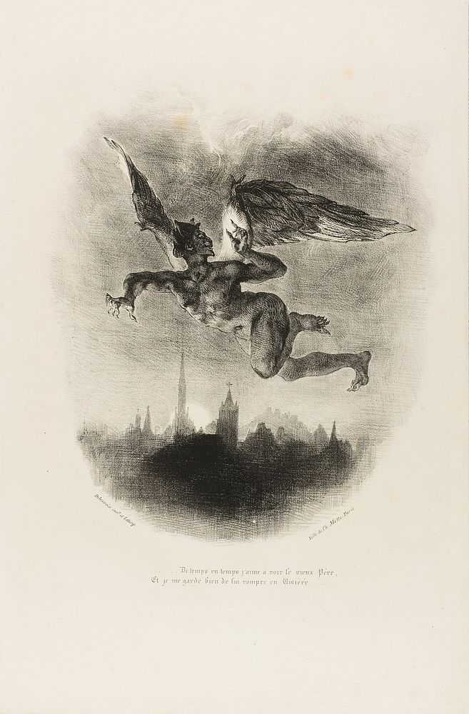 Mephistopheles Flying, from Faust by Eugène Delacroix